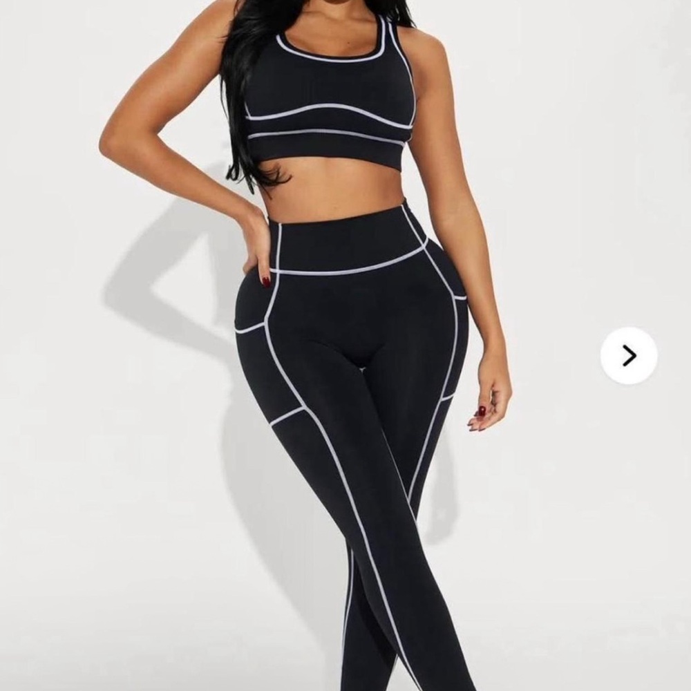 Fashion Nova Black Leggings with Sporty Trim